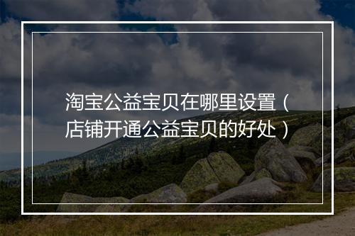 淘宝公益宝贝在哪里设置（店铺开通公益宝贝的好处）
