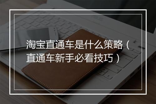 淘宝直通车是什么策略（直通车新手必看技巧）