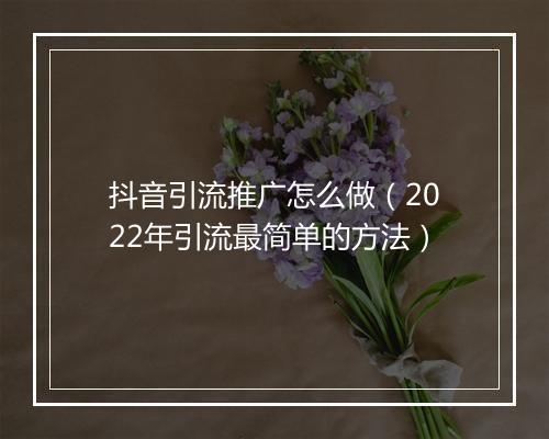 抖音引流推广怎么做（2022年引流最简单的方法）
