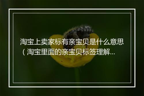 淘宝上卖家标有亲宝贝是什么意思（淘宝里面的亲宝贝标签理解）