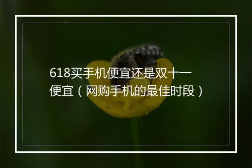 618买手机便宜还是双十一便宜（网购手机的最佳时段）