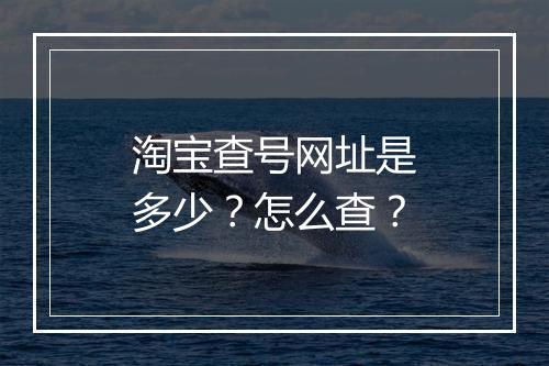 淘宝查号网址是多少？怎么查？