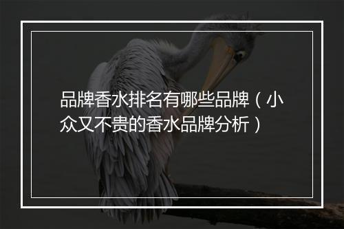 品牌香水排名有哪些品牌（小众又不贵的香水品牌分析）
