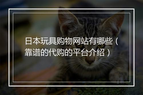 日本玩具购物网站有哪些（靠谱的代购的平台介绍）