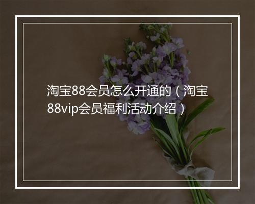 淘宝88会员怎么开通的（淘宝88vip会员福利活动介绍）