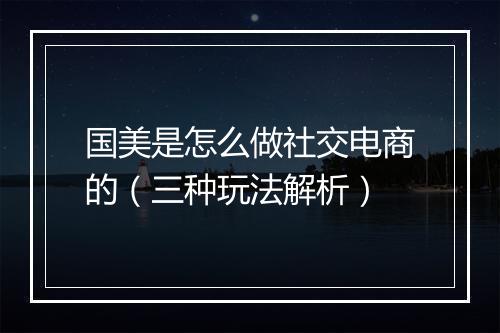 国美是怎么做社交电商的（三种玩法解析）
