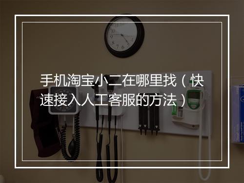 手机淘宝小二在哪里找（快速接入人工客服的方法）