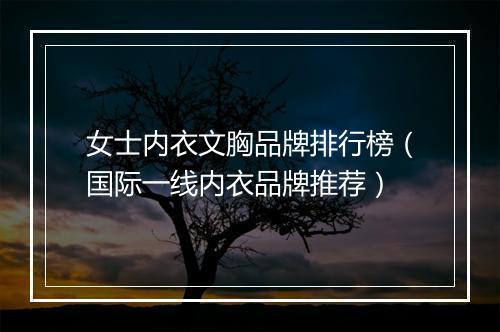 女士内衣文胸品牌排行榜（国际一线内衣品牌推荐）