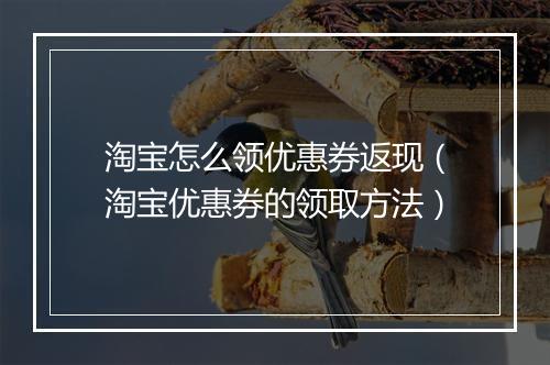 淘宝怎么领优惠券返现（淘宝优惠券的领取方法）
