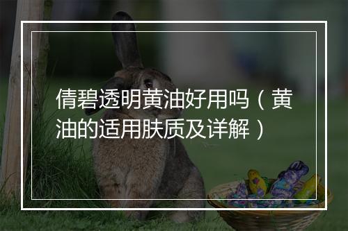 倩碧透明黄油好用吗（黄油的适用肤质及详解）