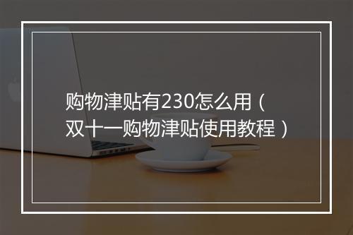 购物津贴有230怎么用（双十一购物津贴使用教程）
