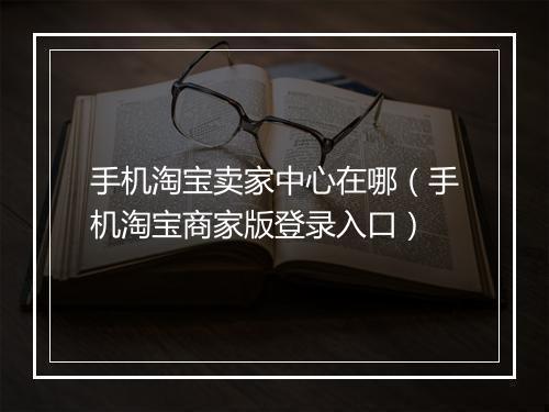 手机淘宝卖家中心在哪（手机淘宝商家版登录入口）