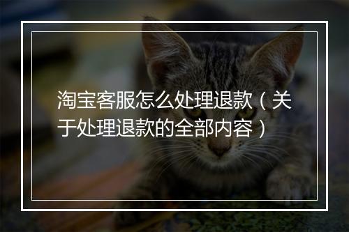 淘宝客服怎么处理退款（关于处理退款的全部内容）