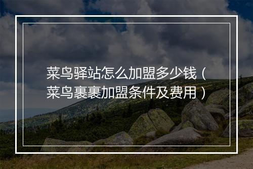 菜鸟驿站怎么加盟多少钱（菜鸟裹裹加盟条件及费用）