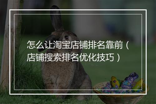 怎么让淘宝店铺排名靠前（店铺搜索排名优化技巧）
