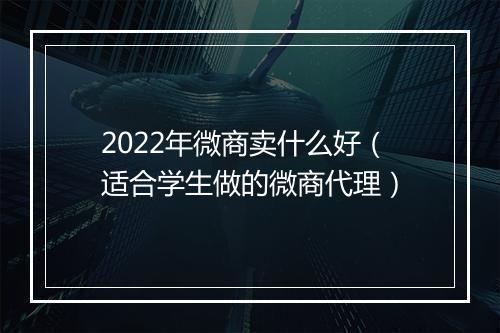 2022年微商卖什么好（适合学生做的微商代理）