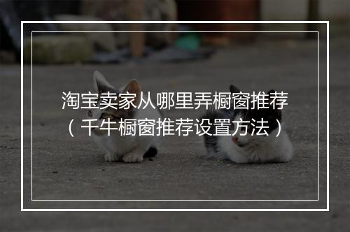 淘宝卖家从哪里弄橱窗推荐（千牛橱窗推荐设置方法）