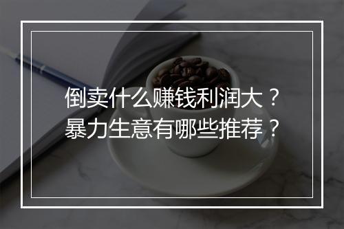 倒卖什么赚钱利润大？暴力生意有哪些推荐？
