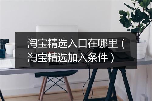 淘宝精选入口在哪里（淘宝精选加入条件）