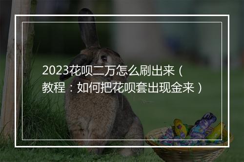 2023花呗二万怎么刷出来（教程：如何把花呗套出现金来）