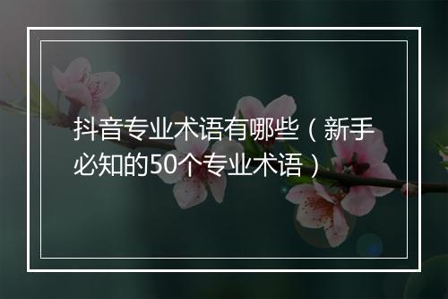 抖音专业术语有哪些（新手必知的50个专业术语）