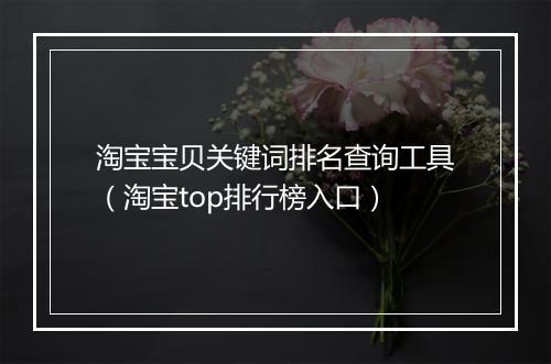淘宝宝贝关键词排名查询工具（淘宝top排行榜入口）