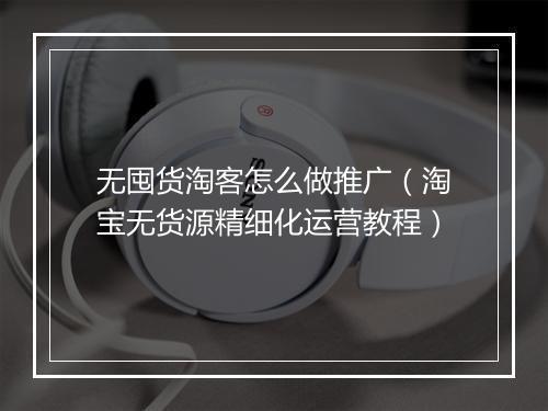 无囤货淘客怎么做推广（淘宝无货源精细化运营教程）