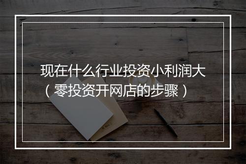 现在什么行业投资小利润大（零投资开网店的步骤）