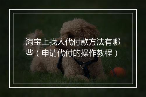 淘宝上找人代付款方法有哪些（申请代付的操作教程）