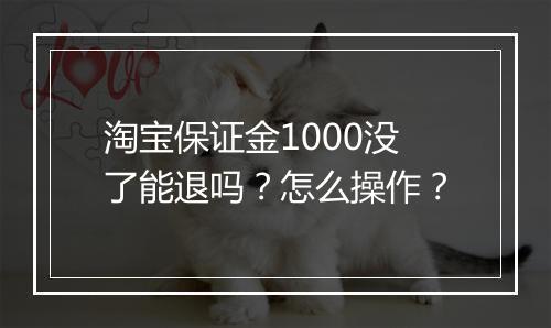 淘宝保证金1000没了能退吗？怎么操作？