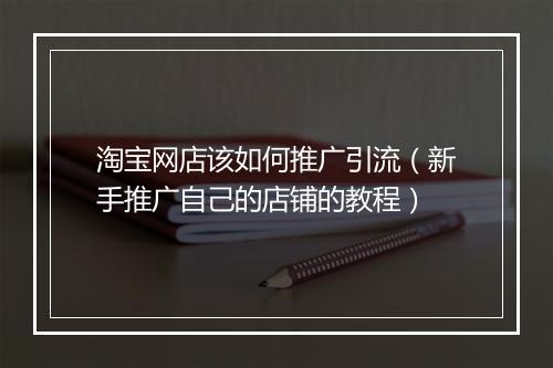 淘宝网店该如何推广引流（新手推广自己的店铺的教程）