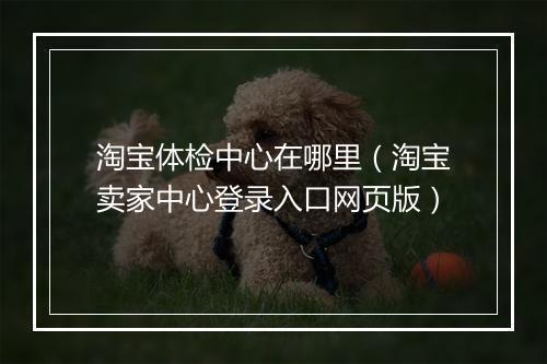淘宝体检中心在哪里（淘宝卖家中心登录入口网页版）