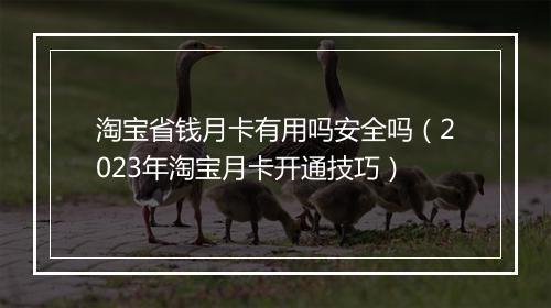 淘宝省钱月卡有用吗安全吗（2023年淘宝月卡开通技巧）