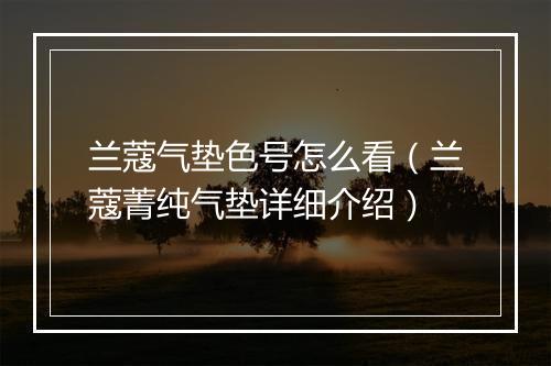 兰蔻气垫色号怎么看（兰蔻菁纯气垫详细介绍）
