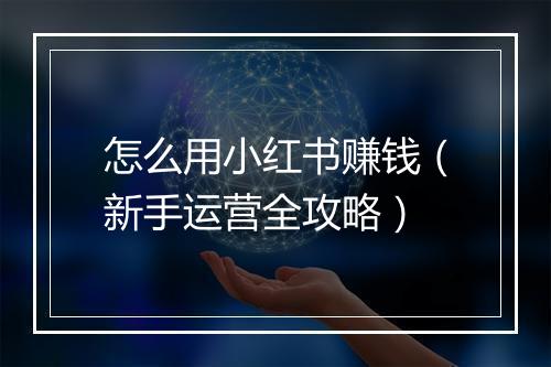 怎么用小红书赚钱（新手运营全攻略）