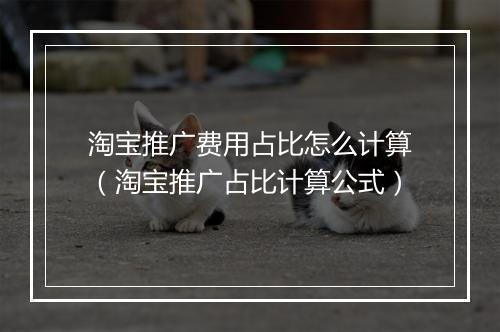 淘宝推广费用占比怎么计算（淘宝推广占比计算公式）