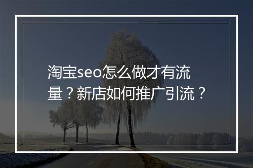 淘宝seo怎么做才有流量？新店如何推广引流？