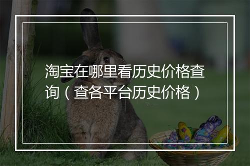 淘宝在哪里看历史价格查询（查各平台历史价格）