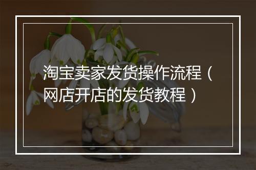 淘宝卖家发货操作流程（网店开店的发货教程）