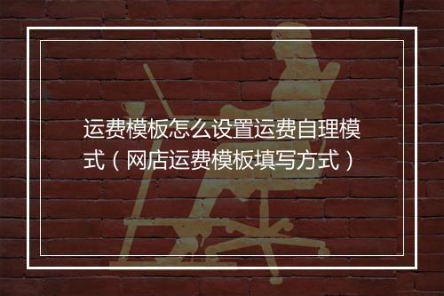 运费模板怎么设置运费自理模式（网店运费模板填写方式）