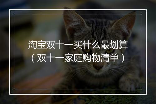淘宝双十一买什么最划算（双十一家庭购物清单）