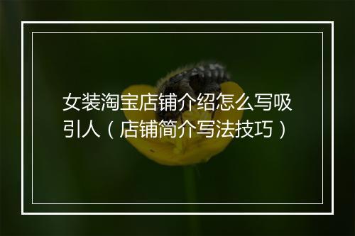 女装淘宝店铺介绍怎么写吸引人（店铺简介写法技巧）