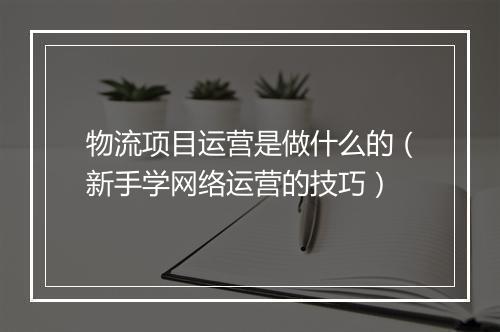 物流项目运营是做什么的（新手学网络运营的技巧）