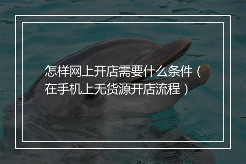 怎样网上开店需要什么条件（在手机上无货源开店流程）