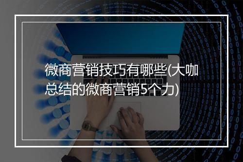 微商营销技巧有哪些(大咖总结的微商营销5个力)