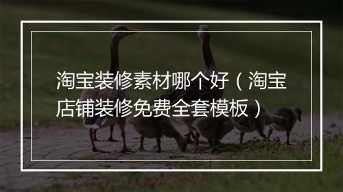 淘宝装修素材哪个好（淘宝店铺装修免费全套模板）