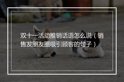 双十一活动推销话语怎么说（销售发朋友圈吸引顾客的句子）