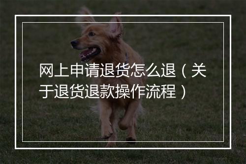 网上申请退货怎么退（关于退货退款操作流程）