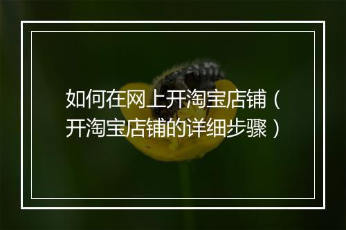如何在网上开淘宝店铺（开淘宝店铺的详细步骤）