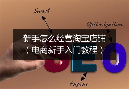 新手怎么经营淘宝店铺（电商新手入门教程）